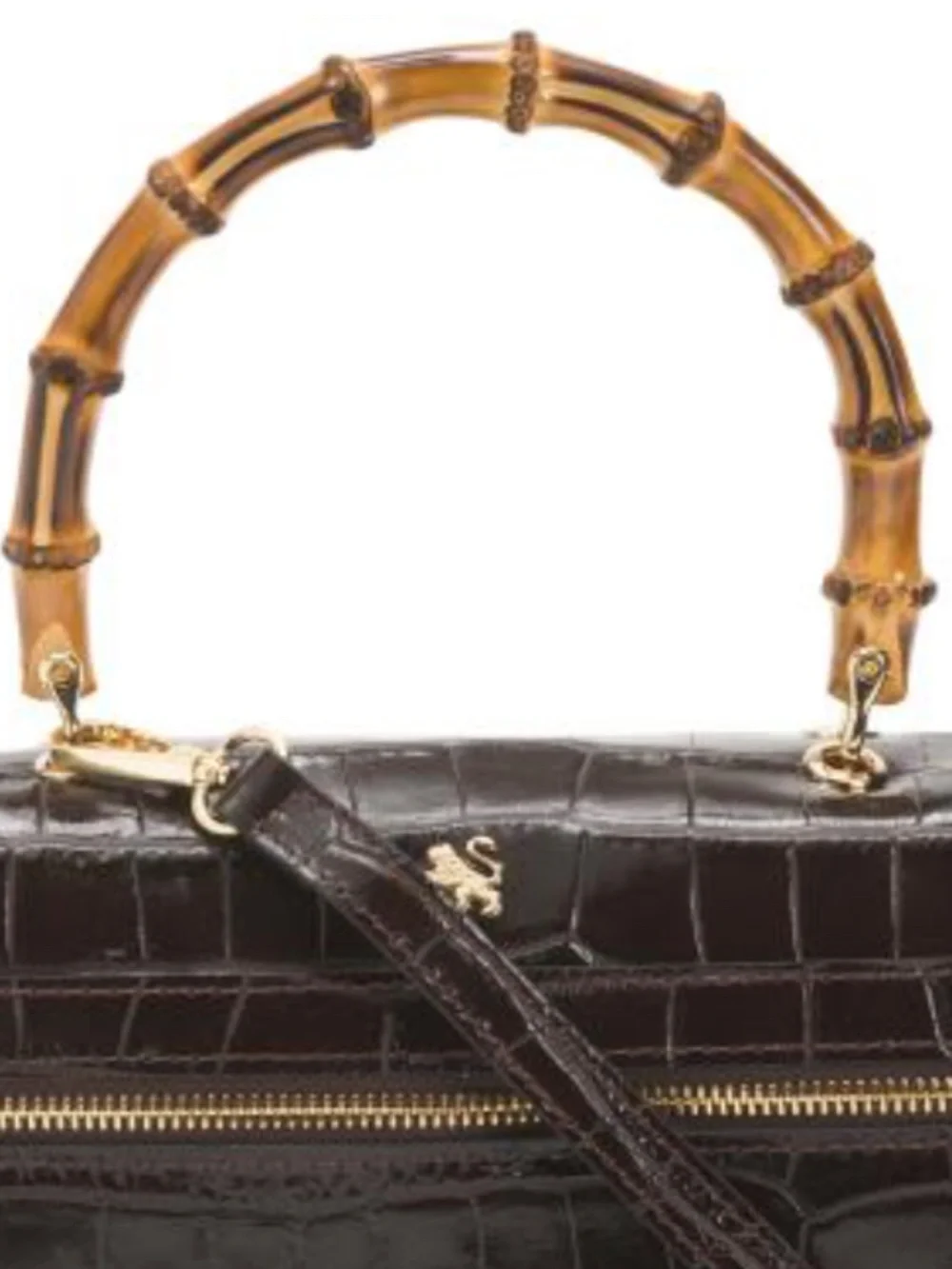 NWT PRATESI made in italy Chocolate Genuine leather crocodile vanity case Bag